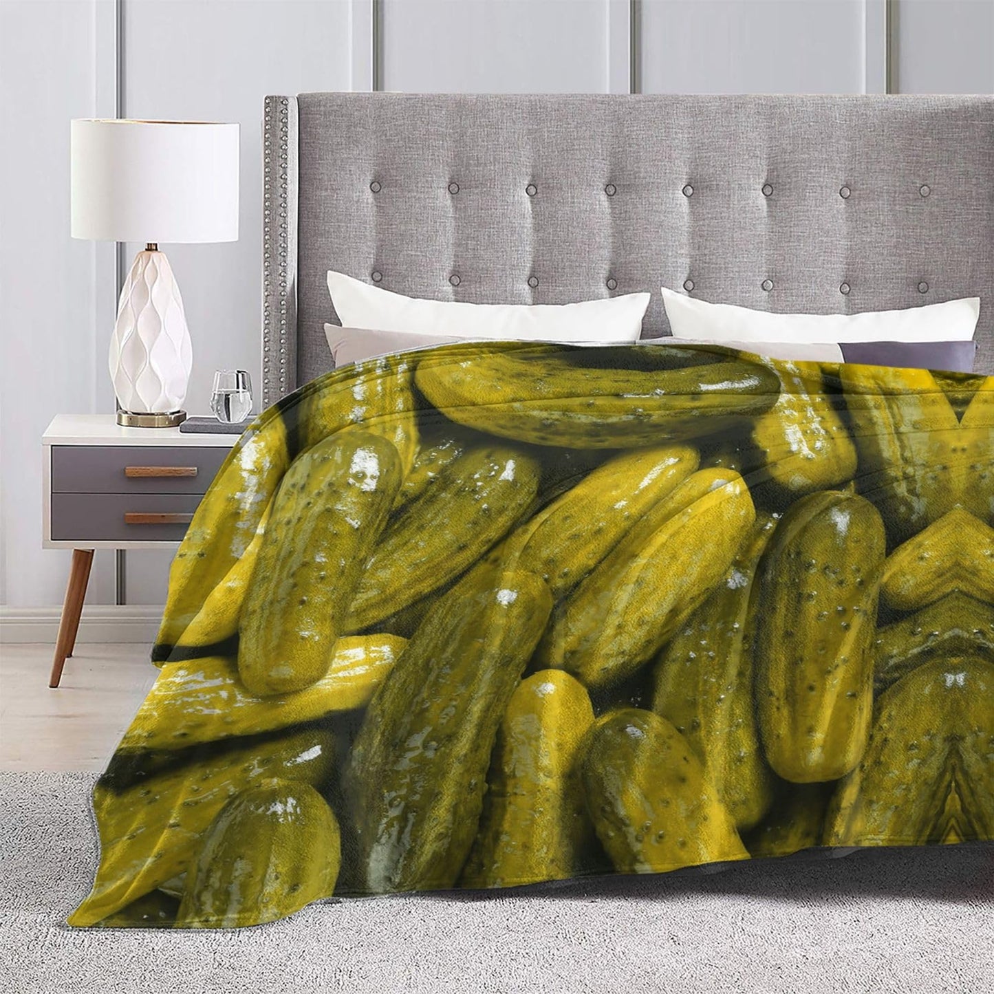 Foodie Whole Pickles Pickle Print Throw Blanket 50"X40" Lightweight Flannel Throws Blankets for Couch Bed Sofa Living Room Bedroom Home Decor,Soft Cozy Fluffy Fuzzy Plush Blanket for All Season