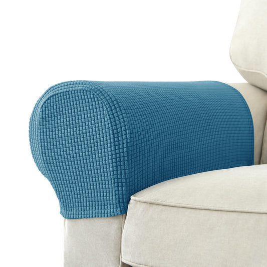 Chaexii Premium Polyester Sofa Arm Cover, Scratch Resistant Protector Covers, Washable, Elastic Armrest Covers for Square/Curved/Sloping Couch Armrests, 2Pcs (Blue)