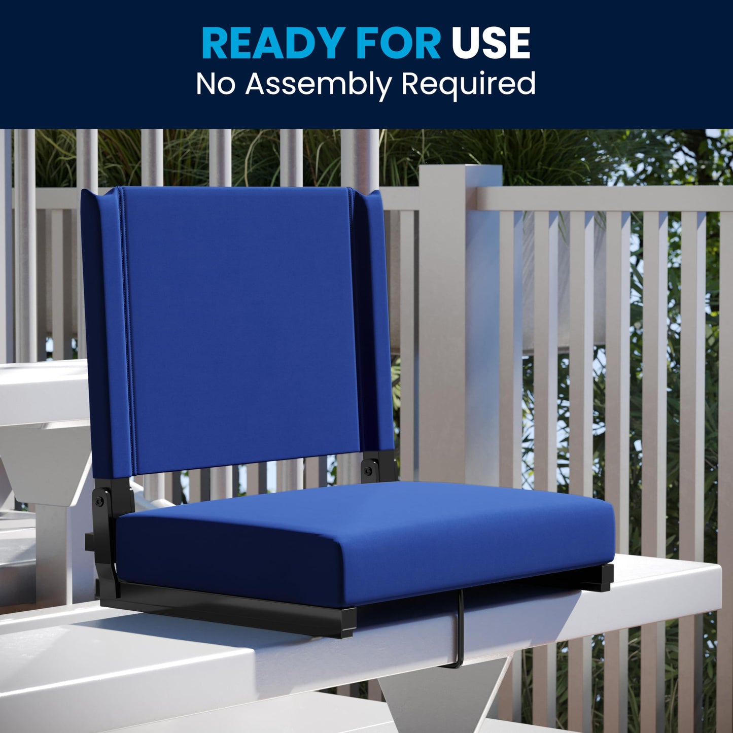 Flash Furniture Grandstand Portable Stadium Seat for Bleachers or Benches, Folding Padded Stadium Chair with Carrying Handle, 500 lb. Weight Capacity, Blue