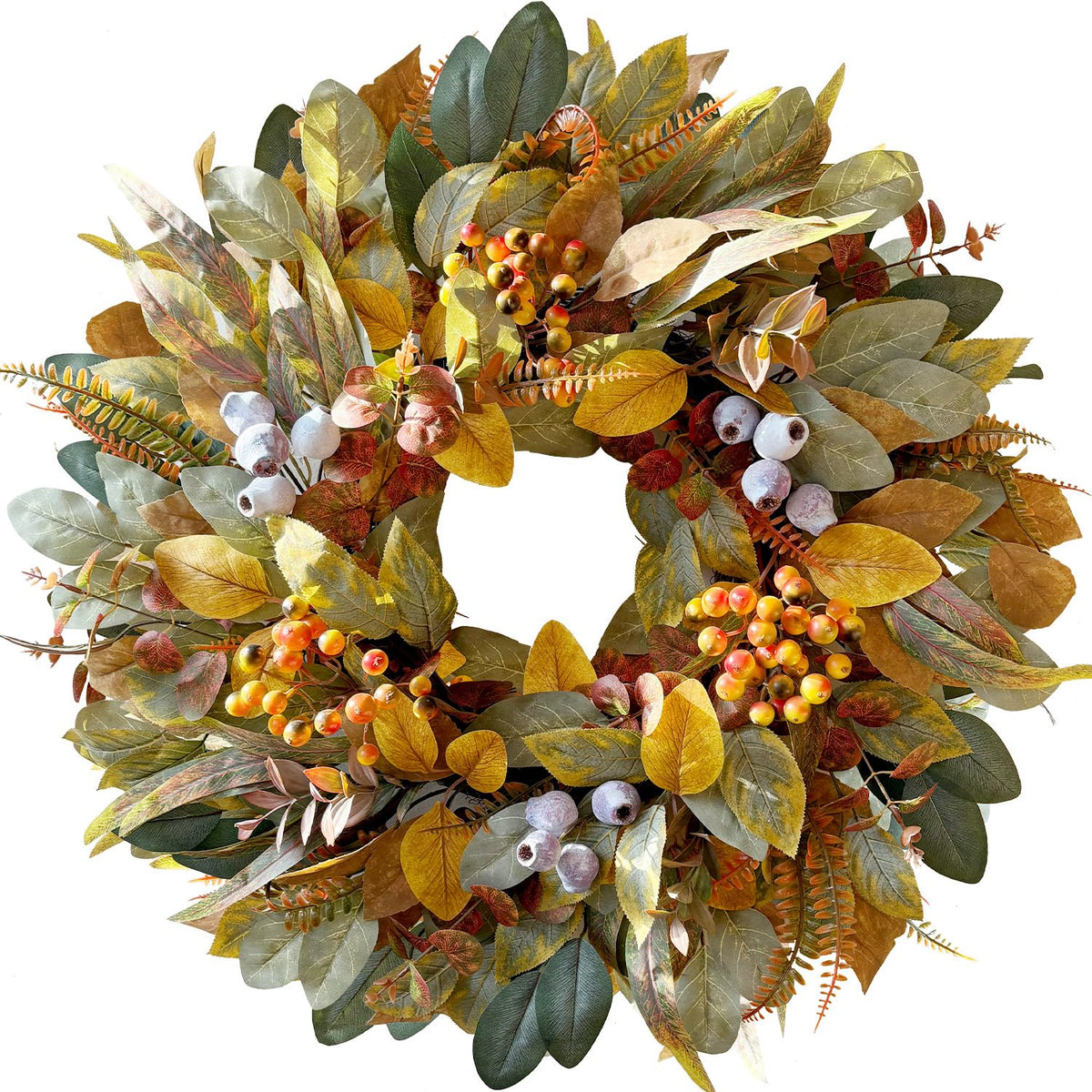 WANNA-CUL 22 Inch Eucalyptus Fall Front Door Wreath Harvest Farmhouse Decor