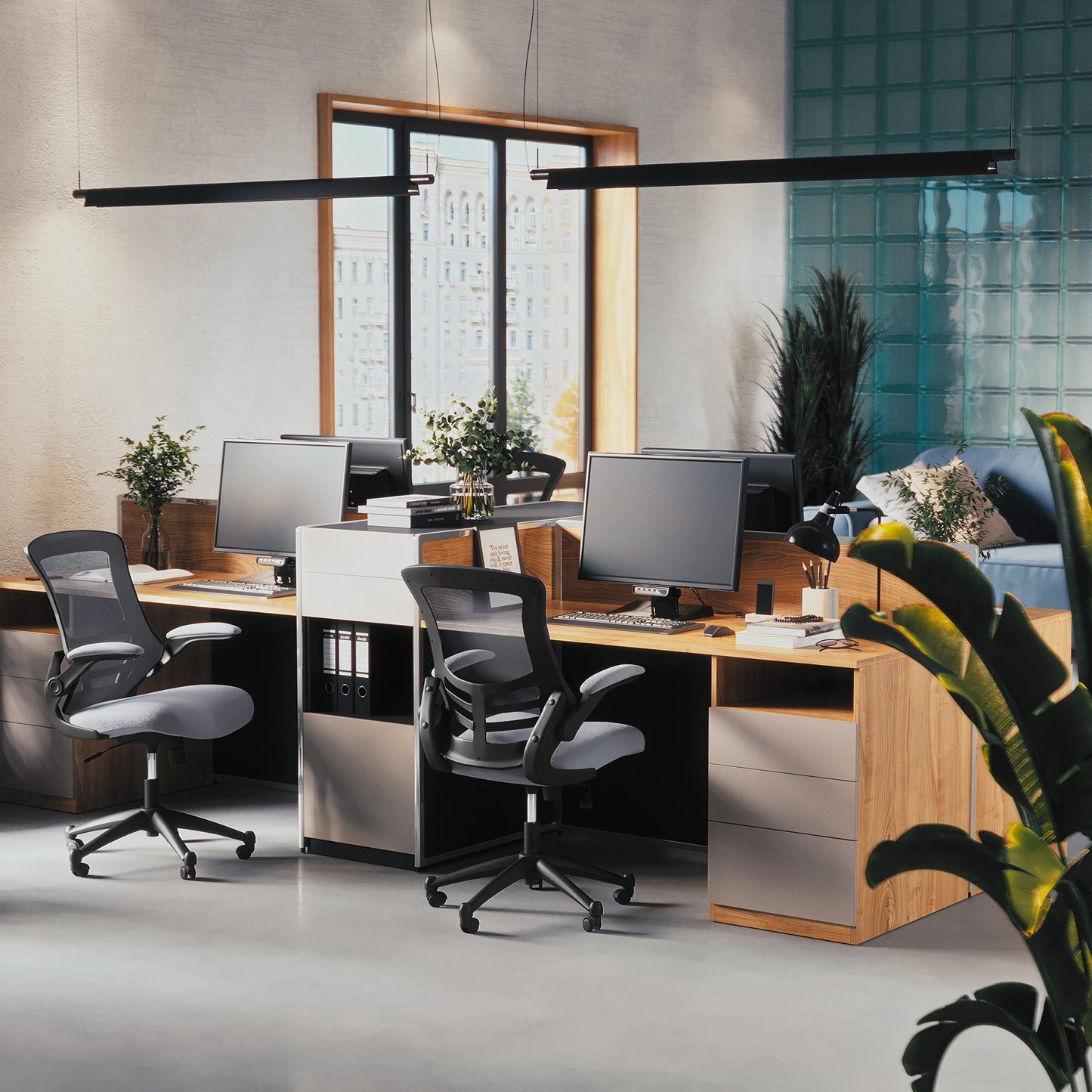 Flash Furniture Kelista Office Chair, Ergonomic, Mid-Back, Dark Gray Mesh with Swivel