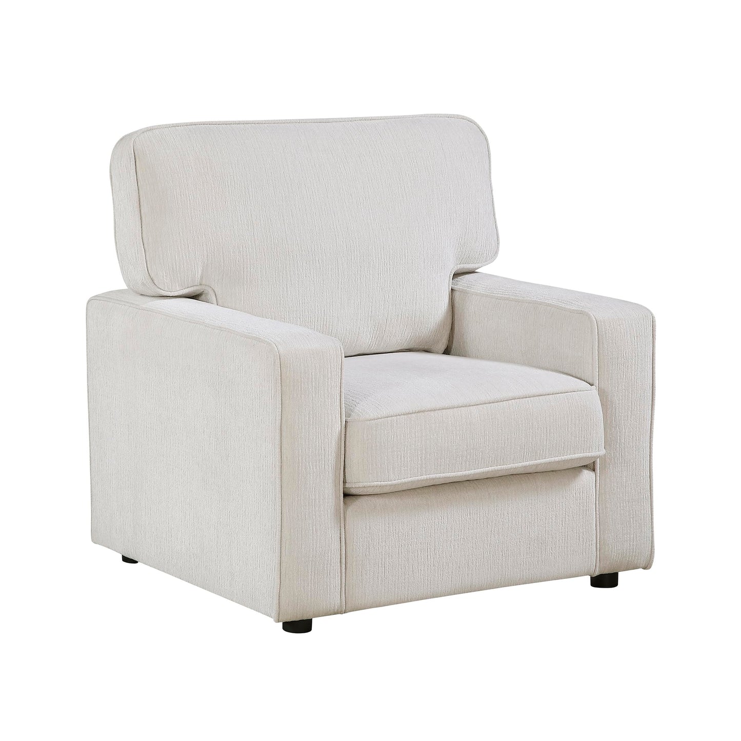 Lexicon Modern Accent Chair, Chenille Upholstered Single Sofa Chair, Track Arm, Reversible Cushions, Removable Cushion Cover, Easy Assembly for Living Room/Office/Reading Spaces, Beige