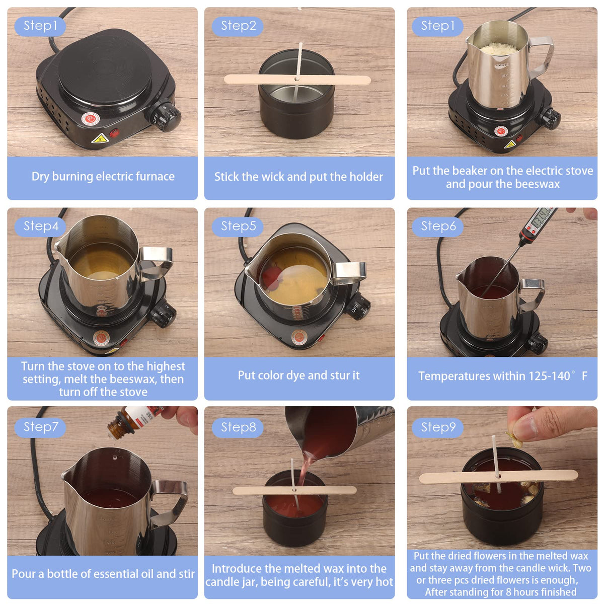 Complete Candle Making Kit with Wax Melter,Candle Making Supplies,DIY Arts&Crafts Kits Gift for Beginners,Adults,Including 500w Electronic Stove,Wicks,Wax,Rich Scents,Dyes,Melting Pot,Candle tins