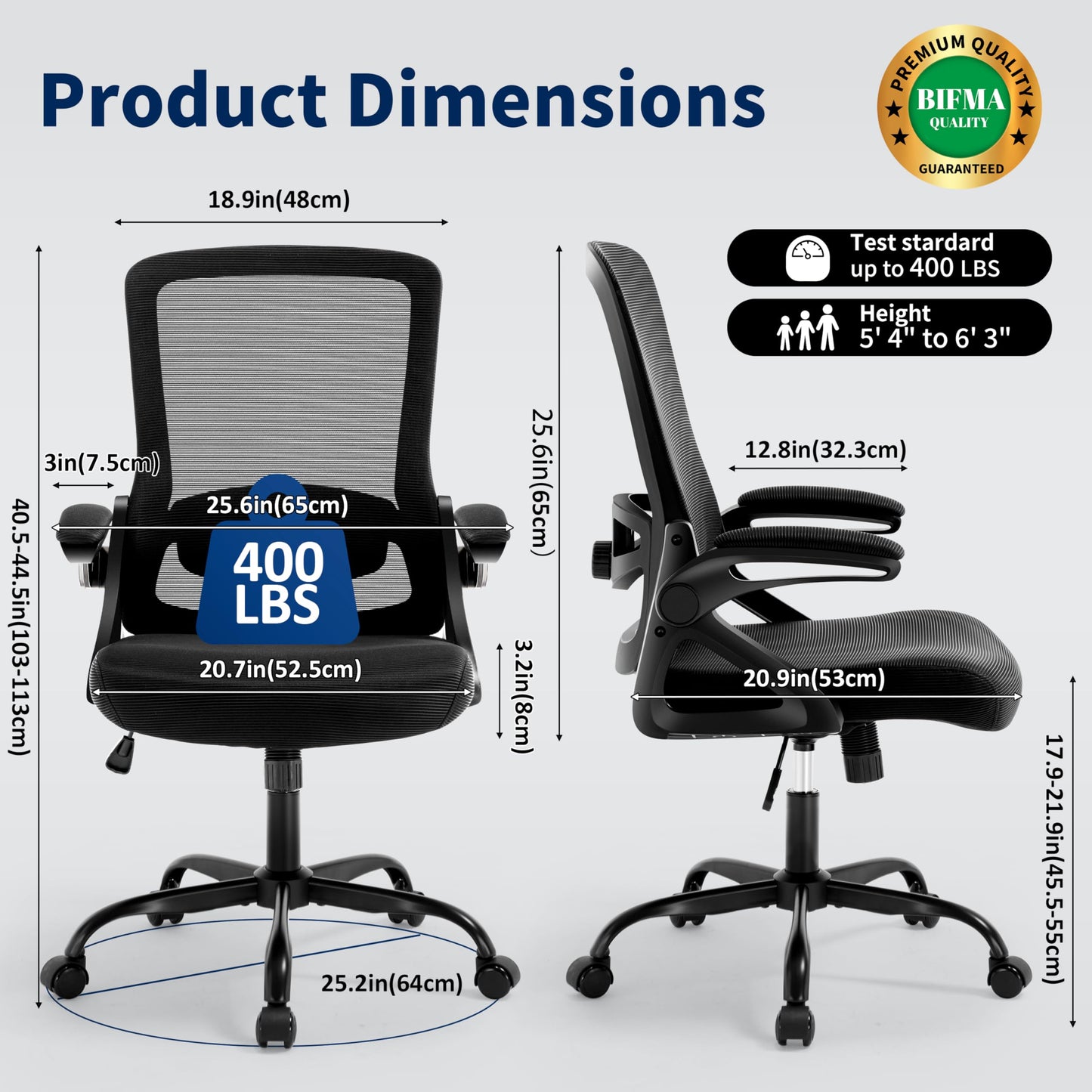 Nexthro Ergonomic Office Chair, Desk Chair with Adjustable Lumbar Support, Breathable Mesh Comfy Computer Chairs with Flip-up Armrests Executive Task Chair for Adults Home Office (2Pcs)