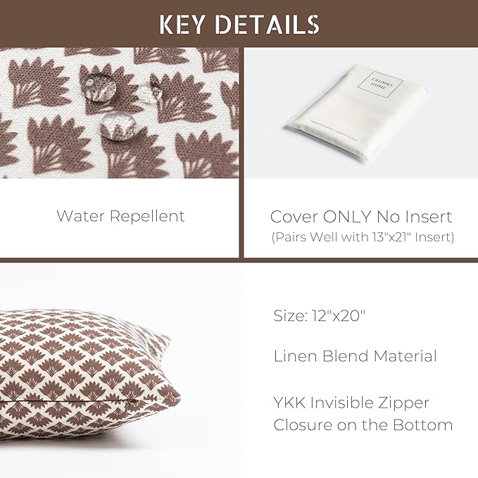 Crumbs Home Modern Farmhouse Fall Linen Indoor Outdoor Lumbar Pillow Cover Only