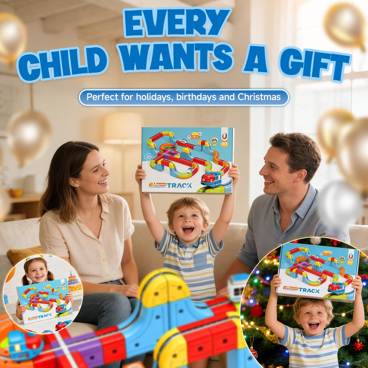 3D Infinity Cube Track Magnetic Electric Train Set for Kids 4 6 7 8,Toy Vehicle Playsets for Toddlers 3-5 Train Set Learning Gift,68 Pcs/1 car