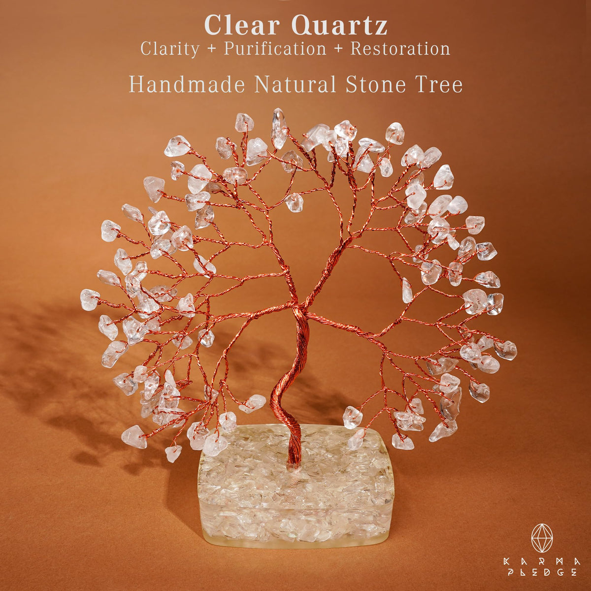 Clear Quartz Crystal Tree of Life Birthday Gifts for Women, Men, Friends, Handmade Chakra Healing Crystals Tree for Home Office Decor, Positivity, Good Luck, Money, Unique Gifts for Her Mom, Dad