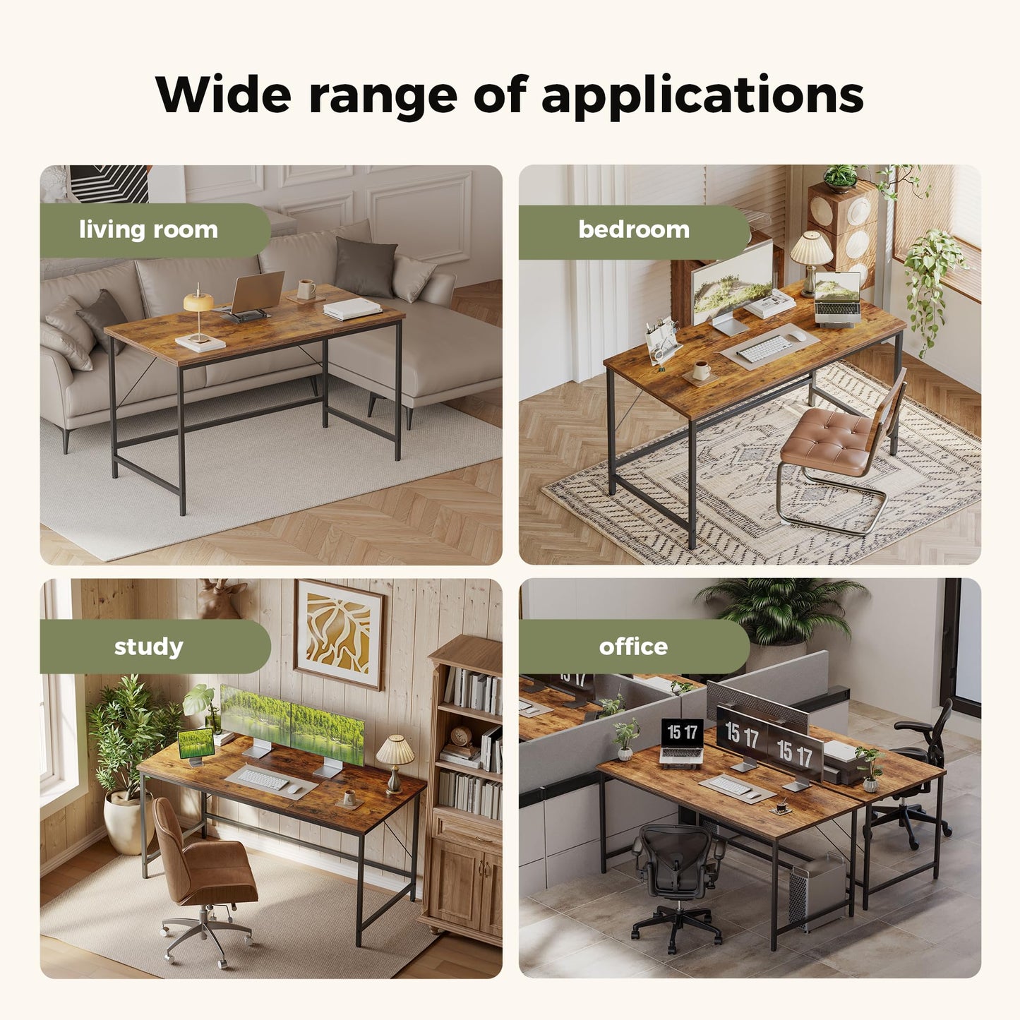 Mericonia 55 inch Computer Desk, Gaming Desk for Small Spaces, Modern Simple Style Table for Home Office, Study Student Writing Table