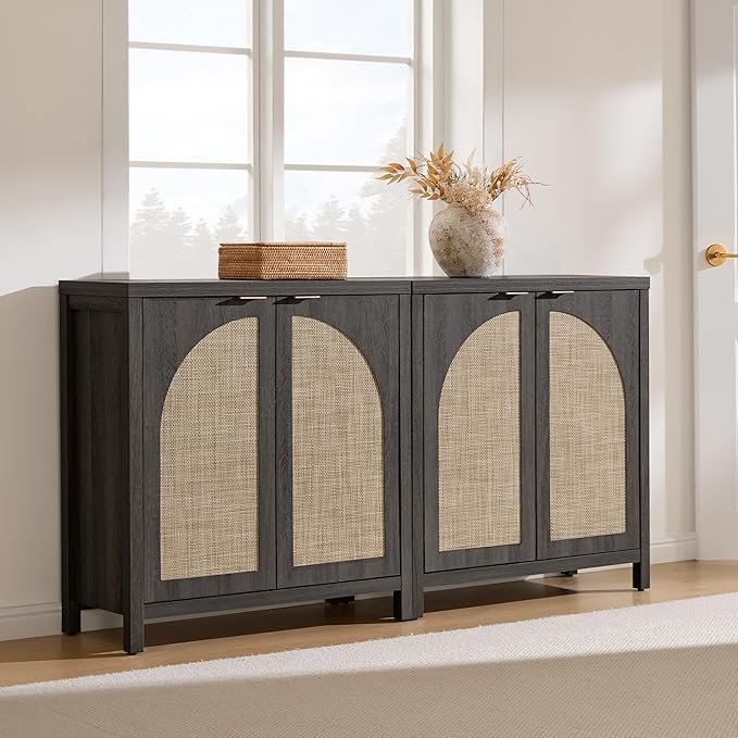 SICOTAS Rattan Sideboard Buffet Cabinet