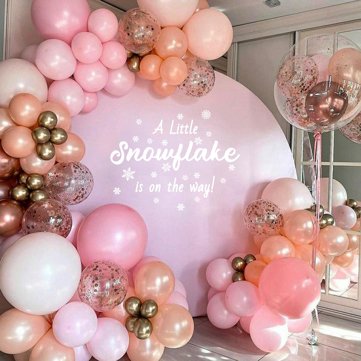 ZAIBIANHAO A Little Snowflake is On the Way Decal - Winter Wonderland Baby Shower White Frosty Backdrop,Gender Reveal Decorations,Christmas Sign Birthday Party Supplies