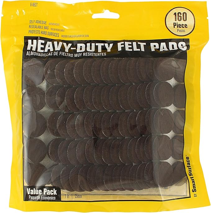 Smart Surface 8827 Heavy Duty Self Adhesive Furniture Felt Pads 1-Inch Round