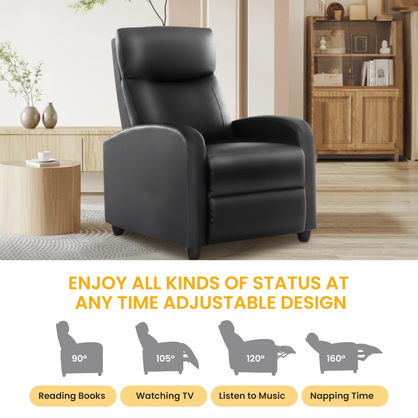 HealSmart Modern Accent Armchair, Cozy Upholstered Lounge Seat with Backrest, Stylish Leisure Chair for Living Room, Bedroom, Reading Nook & Reception Area, Gray