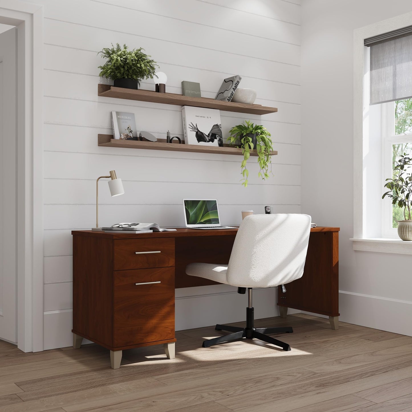Bush Furniture 72-inch Home Office Desk with Drawers, Large Computer Table for Personal Workspace, Somerset Collection, Hansen Cherry