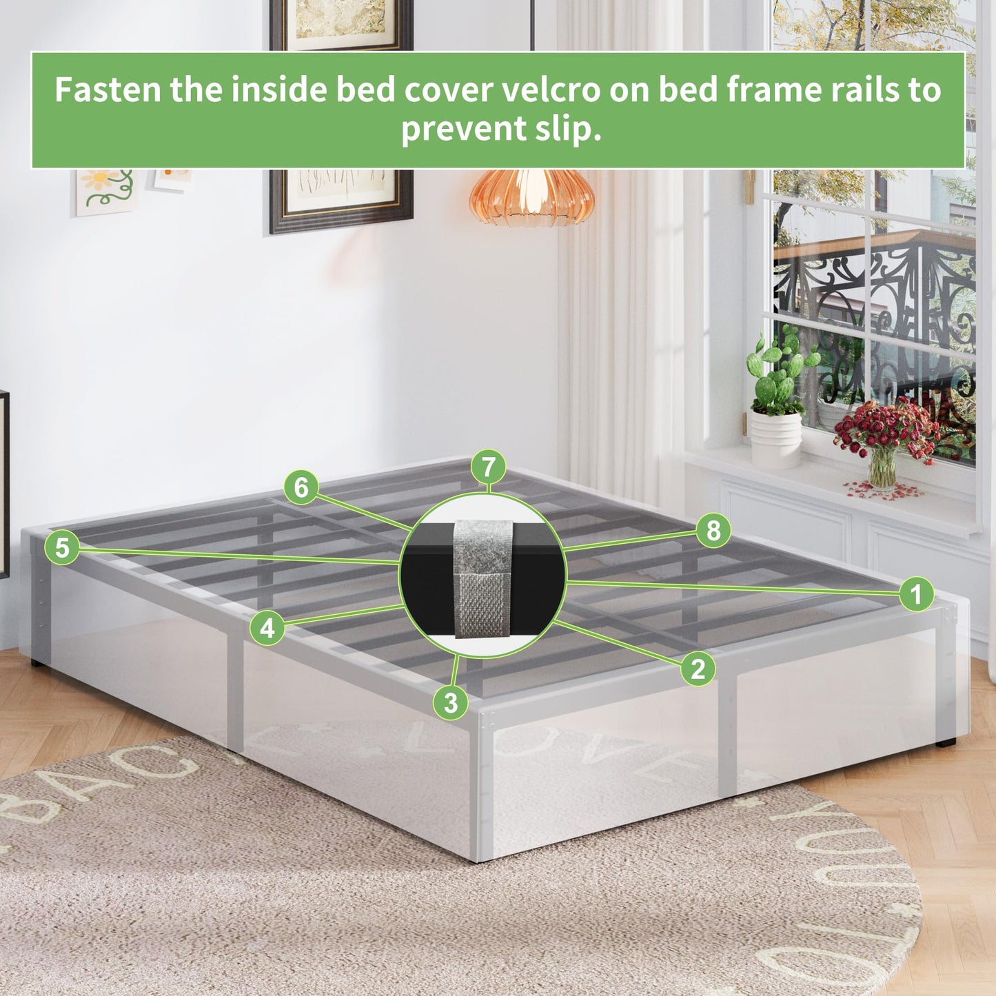 Upcanso 16 Inch Cal King Bed Frame with White Skirt Cover, Metal California King Bed Frames with Storage, No Box Spring Needed, Heavy Duty, Easy Assembly, Noise Free, Mattress Foundation