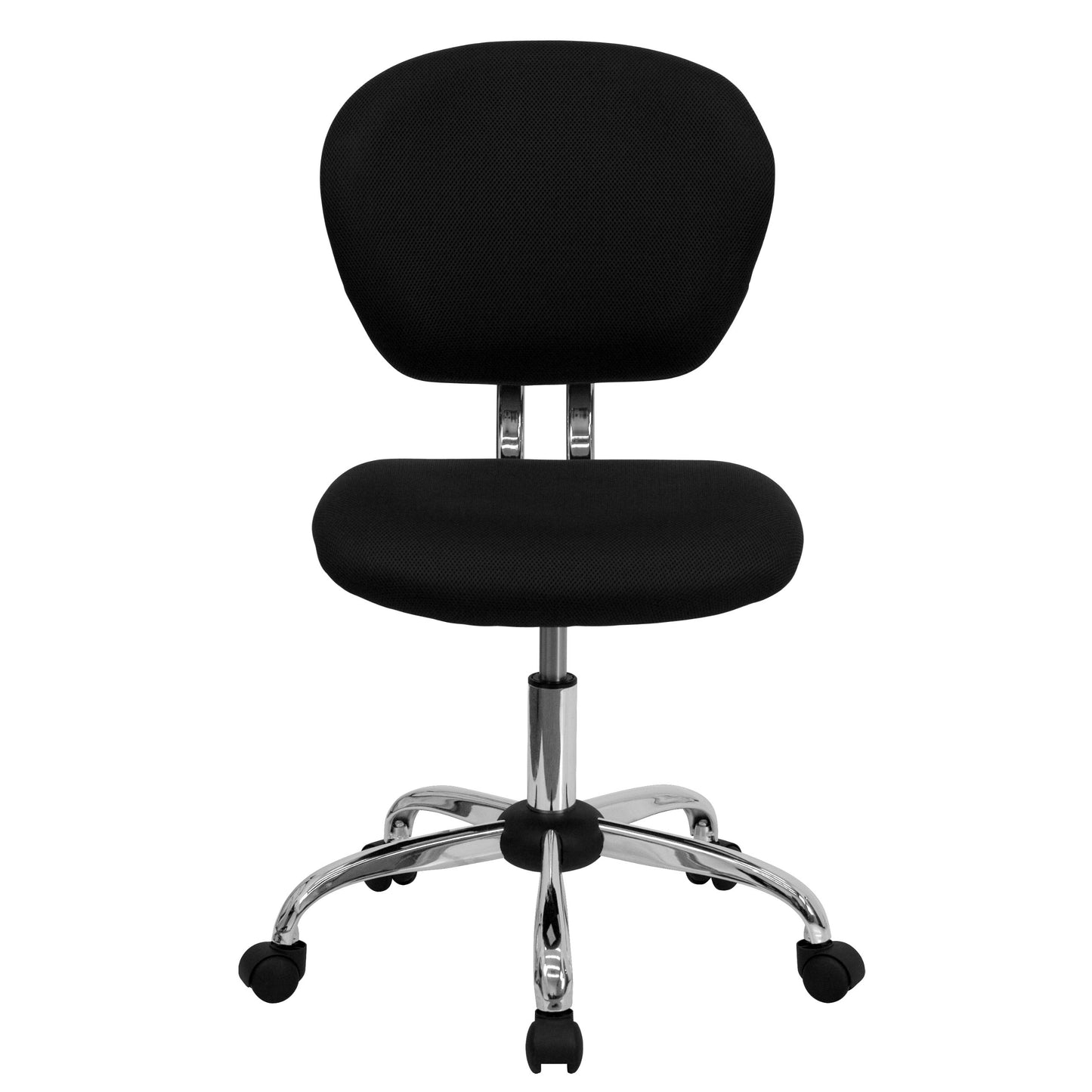 Flash Furniture Beverly Mid-Back Swivel Mesh Office Chair with Padded Seat, Height-Adjustable Ergonomic Padded Office Desk Chair, Black/Chrome