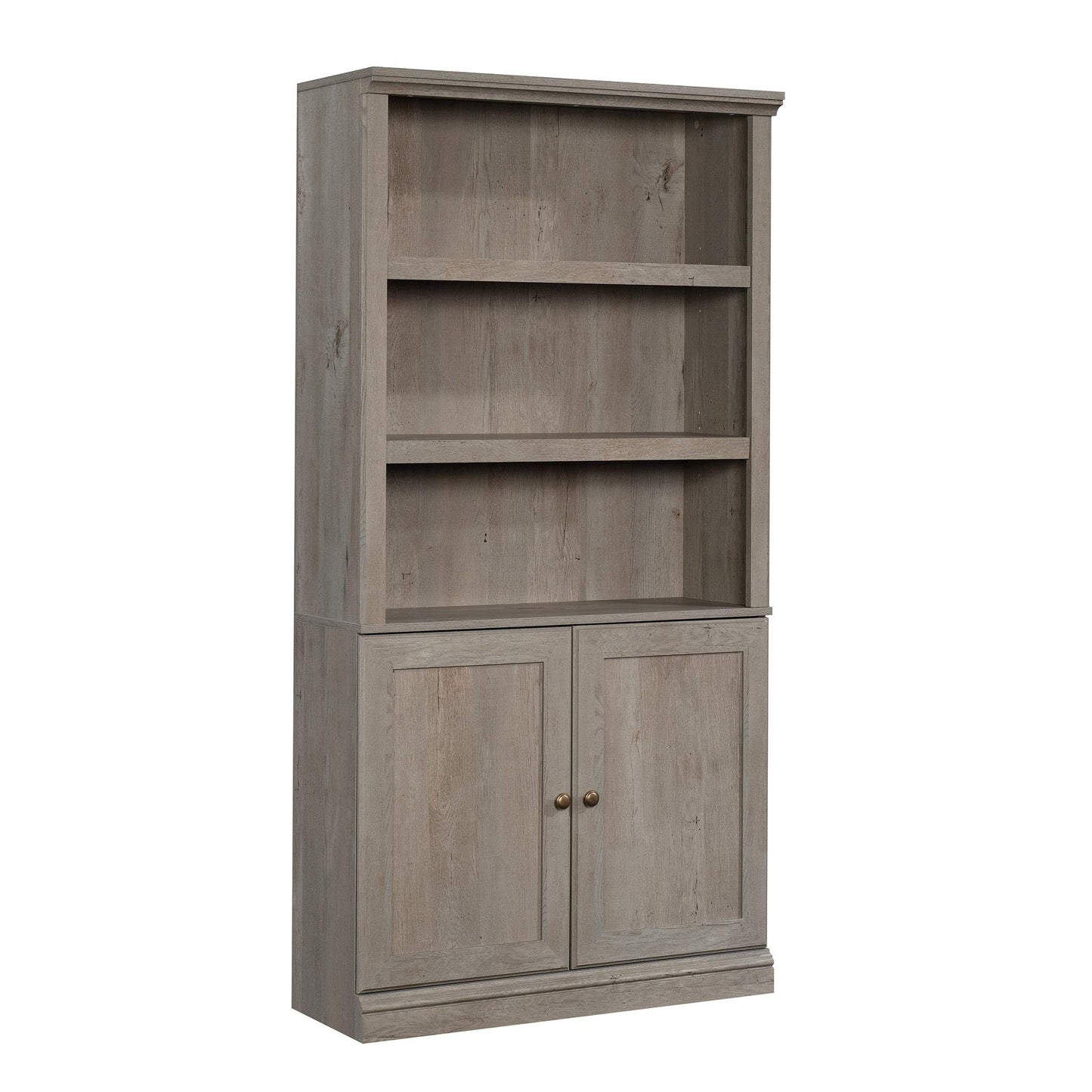 Sauder Select Book Shelf, Bookshelf with Storage, Library Bookcase with Doors and Adjustable Shelves, in Mystic Oak