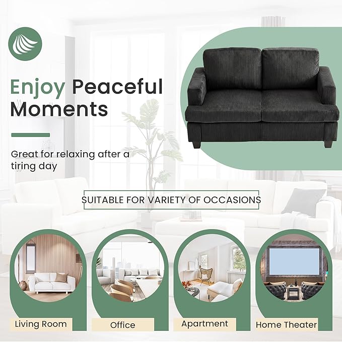 YOUDENOVA 63” Corduroy Loveseat Sofa Couch