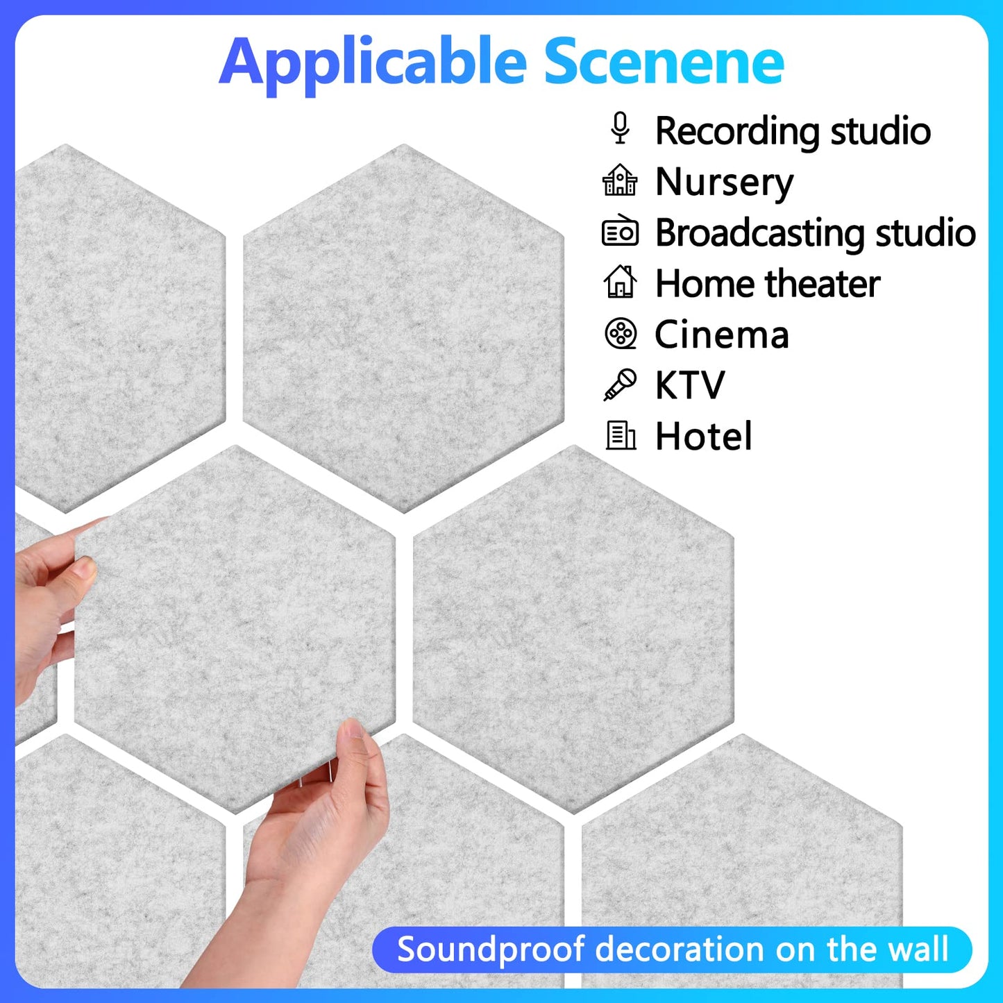 18 Pack Hexagon Acoustic Panels, 12" X 10" X 0.4" High Density Sound Absorbing Panels Soundproof Wall Panels for Home Sound Proof Insulation Beveled Edge Studio Treatment Tiles (Gray)