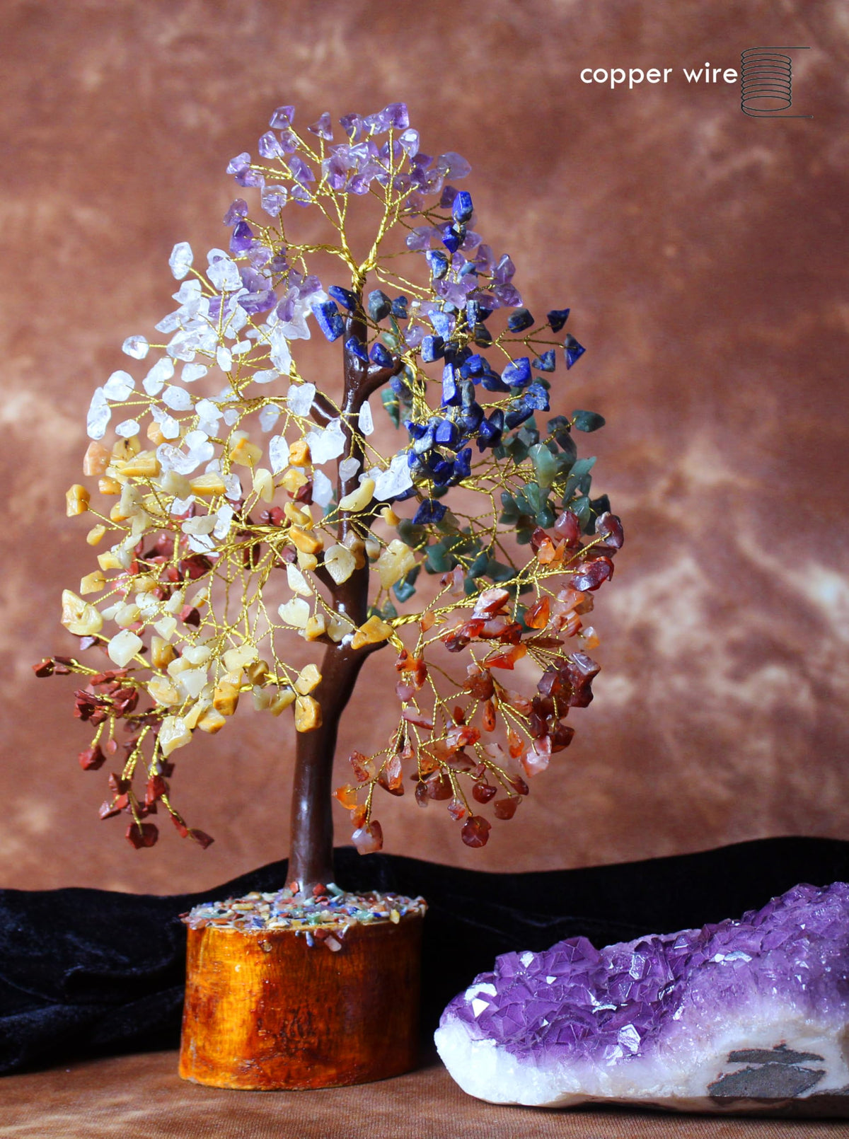 Crystal Tree of Life - 7 Chakra Healing Crystal Bonsai Tree for Home & Office Decor | Handmade Gemstone Money Tree for Positive Energy, Good Luck & Wealth | Spiritual Birthday Gift for Women & Mom