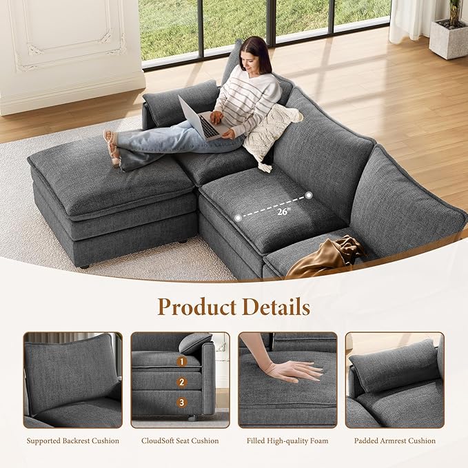 Vesgantti Large Modular Sectional Sofa, Big Comfy Cloud Couch