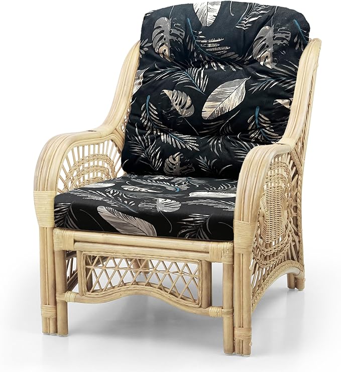 Malibu Lounge Set of 4: 2 Natural Rattan Wicker Chairs, Three-Seater Sofa and