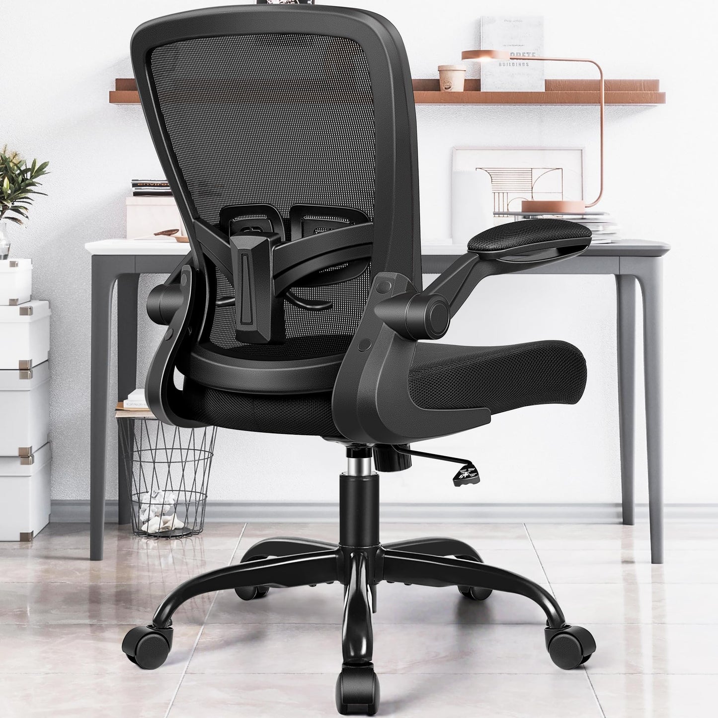 FelixKing Office Chair - Ergonomic Desk Chair with Adjustable Height, 360° Swivel, Flip-up Armrests, Flexible Tilt, Comfy Breathable Cushion and Fabric, Lumbar Support, for Home Conference Room Office