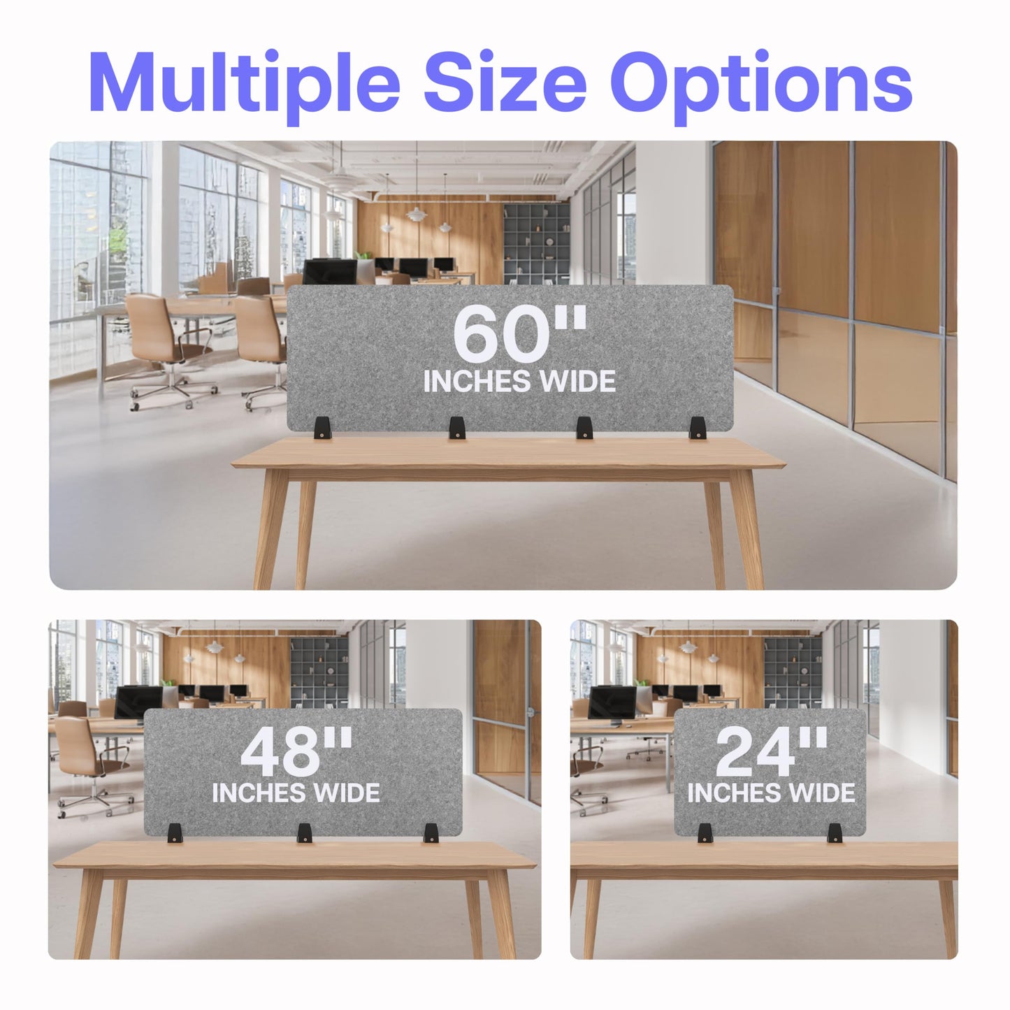 ReFocus Raw Clamp-On Acoustic Desk Divider, Noise-Reducing PET Privacy Panel for Offices, Sound-Dampening Desk Screen for Focused Work, Easy Installation Workspace Divider (24" × 16", Castle Gray)