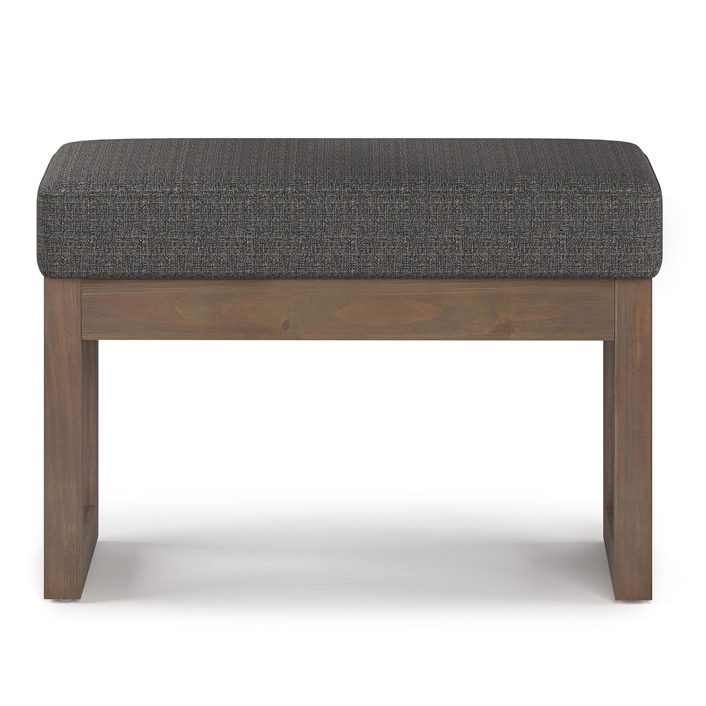 SIMPLIHOME Milltown Small Ottoman Bench - 27" Wide x 18" High Upholstered Tweed Look Fabric Rectangle Footstool Ottoman in Ebony, Contemporary Bench for Entryway with Cushioned Seat, Assembled