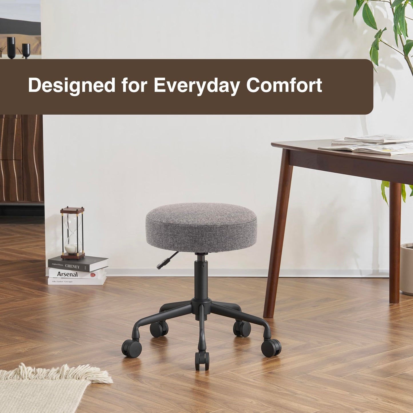 DR.LOMILOMI Heavy Duty Extra-Wide Seat Adjustable Height Swivel Rolling Stool for Dental Clinic, Salon, Office, and Bar - NAIA 502 (Dim Grey, Standard)