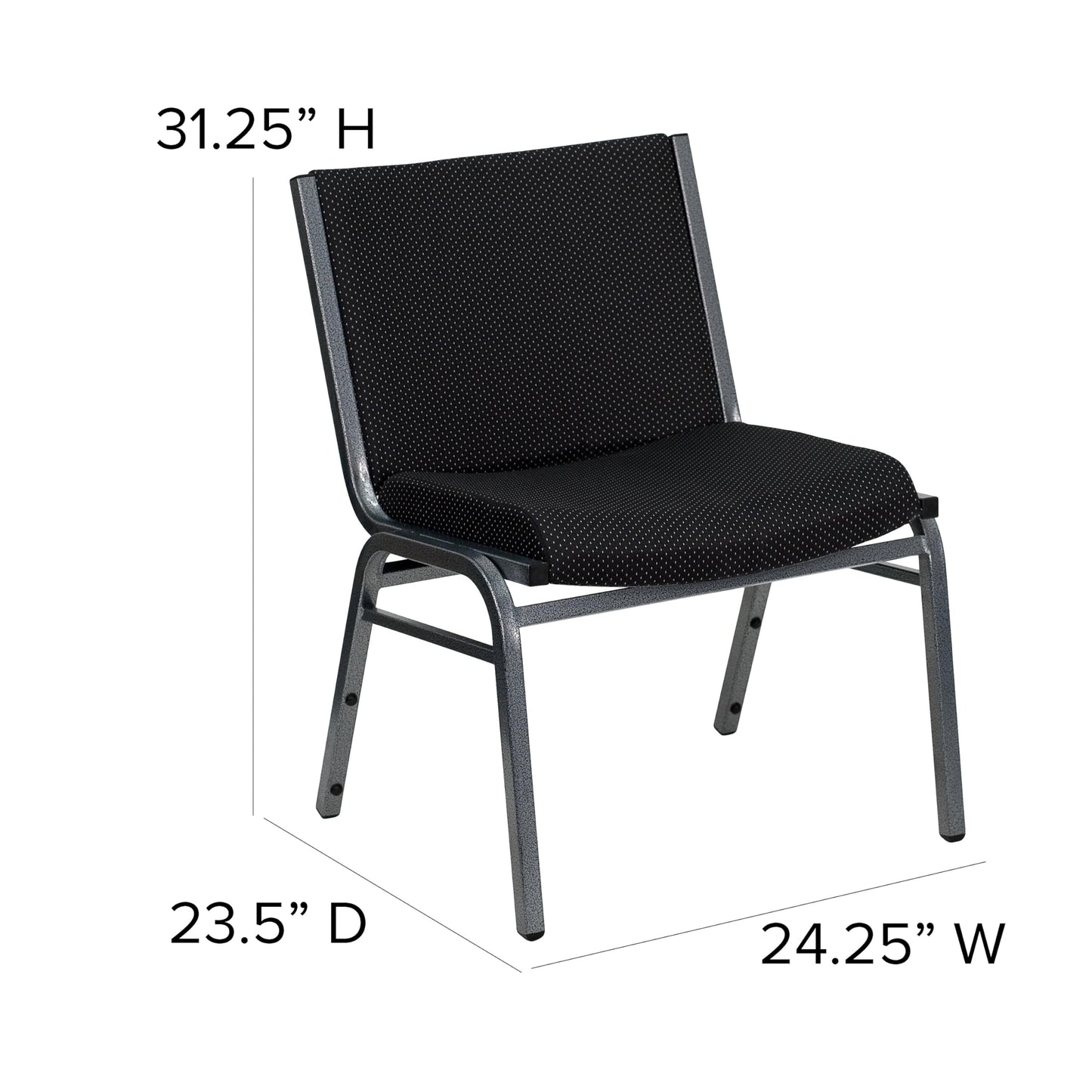 Rated Black Fabric Stack Chair with Ganging Bracket