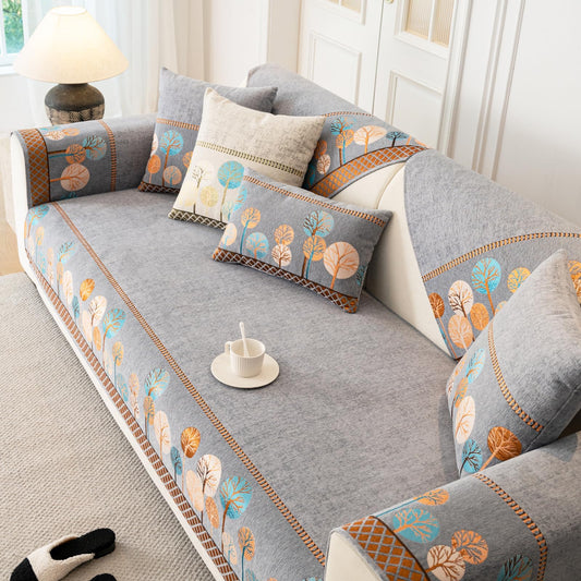 tianxinbaobei Boho Couch Cover, Non Slip Washable Sofa Covers, Chenille Couch Covers Quilted, Bohemian Sofa Slipcovers, Furniture Protector for Armrest and Backrest(Grey,28"x28",1pc)