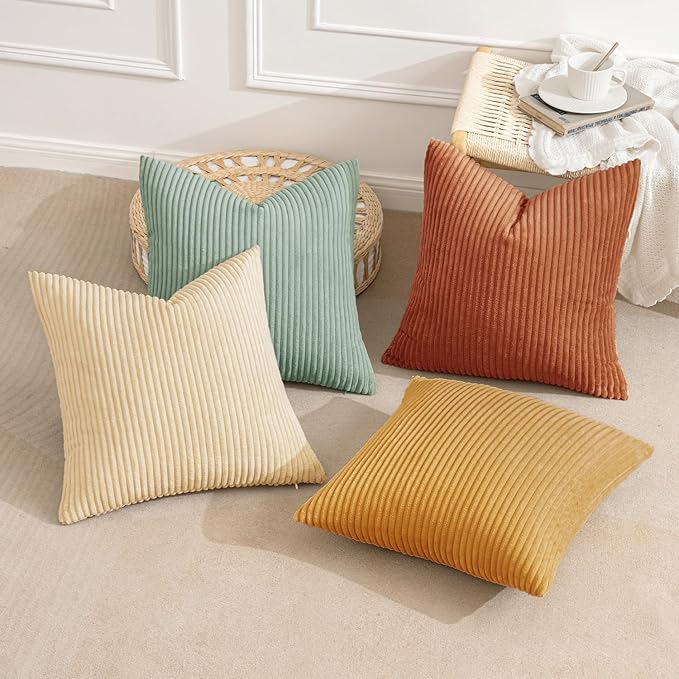 MIULEE Boho Farmhouse Throw Pillow Covers 18x18 Inch Set of 4 Summer Modern