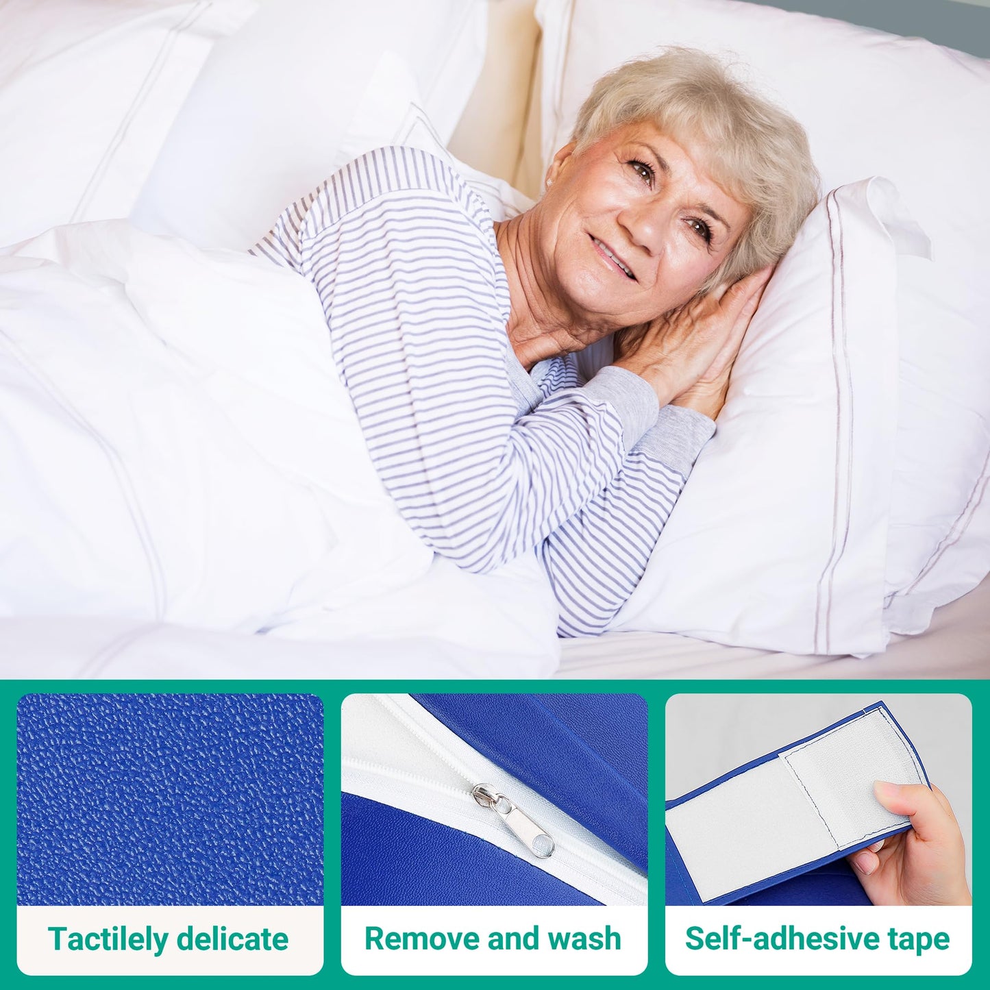 VitalEase Patient Turning Device, U-Shape Positioning Pillow, Waterproof PU Leather, Regular Size, 18.7" Wide, More Compact Fit for in-Bed Care