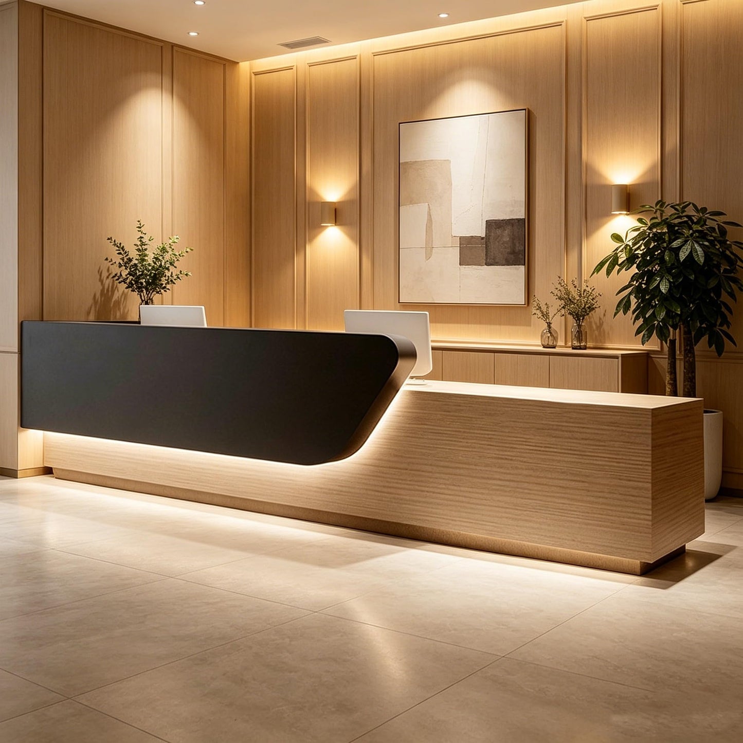 JQslycdmv Multifunctional Reception Counter with Drawers and Shelves - Ideal for Home, Office and Spa(Black - Left,220cm)