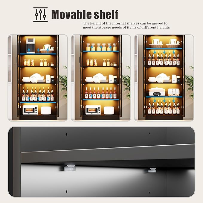 Dystler Display Cabinet with Adjustable Shelves, 5 Tier Display Case