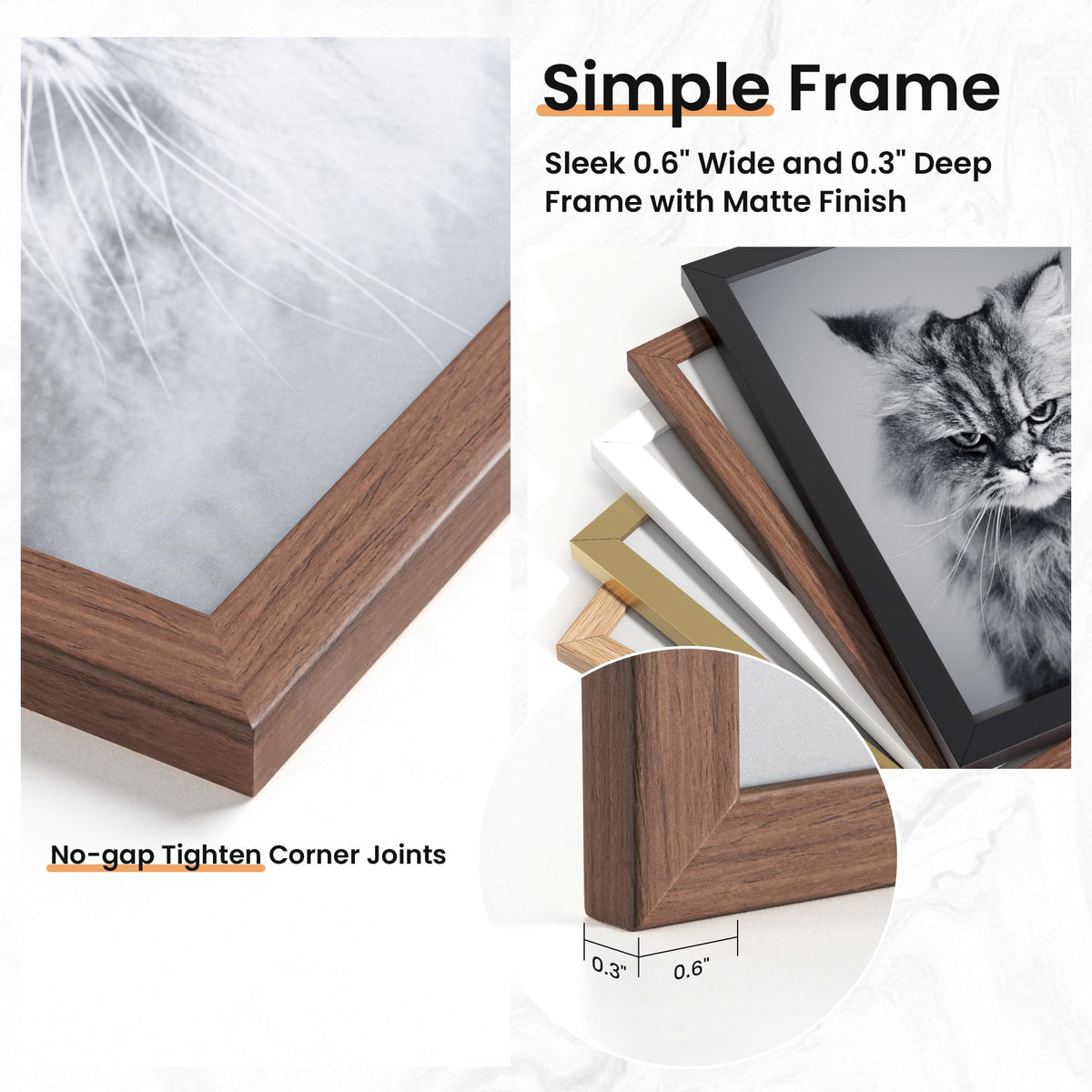 Venusmiles 15 Pack Picture Frames Collage Wall Decor, Gallery Frame Set for Wall Mounting or Tabletop Display, Multi Sizes Including 3pcs 8x10, 6pcs 5x7, 6pcs 4x6, Walnut