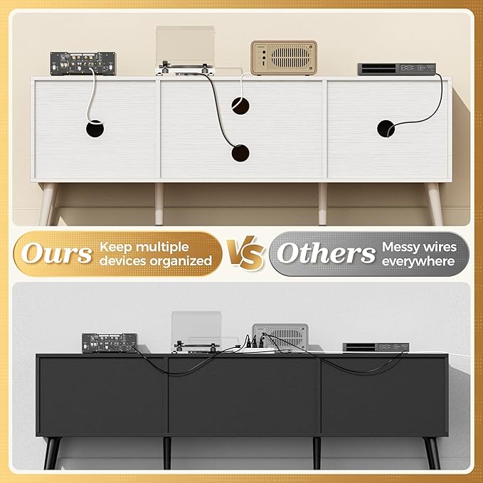 SUPERJARE TV Stand for 55 Inch TV, Entertainment Center