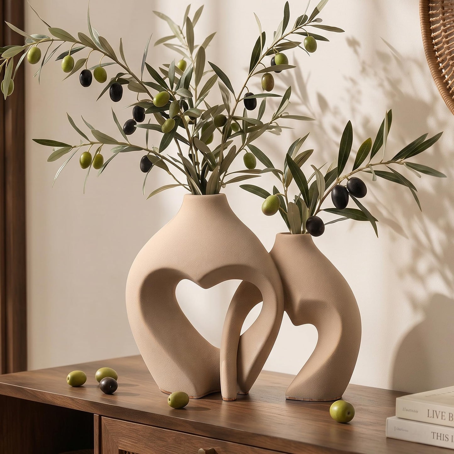 Ceramic Flower Vases Home Decor Heart Shaped Vase Set of 2