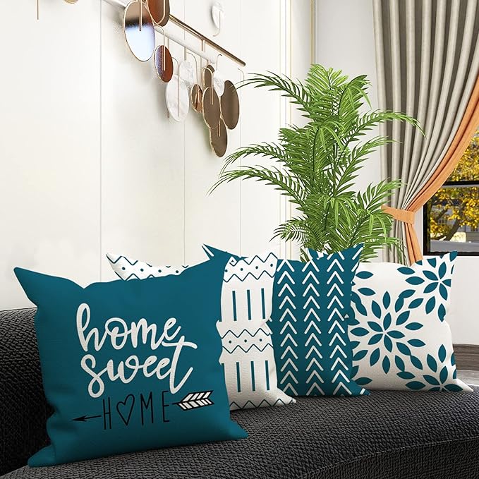 YCOLL Pillow Covers 18x18 Set of 4, Modern Sofa Throw Pillow Cover, Decorative