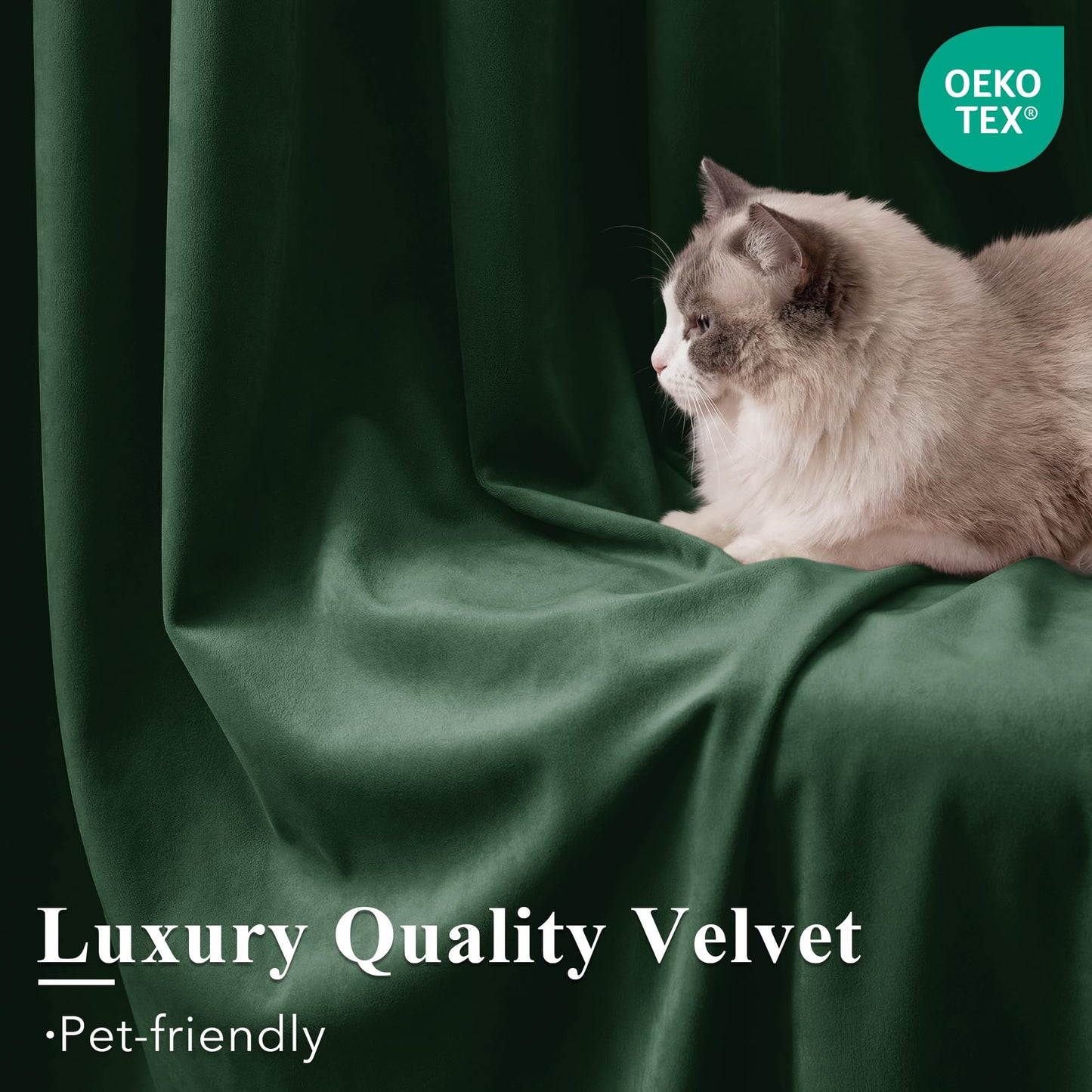 StangH Dark Green Velvet Curtains 108 - Extra Long Grommet Blackout Sliding Door Curtain Panels Privacy Assured Room Divider Curtains for Temporary Office/Shared Space, W52 x L108, 2 Panels