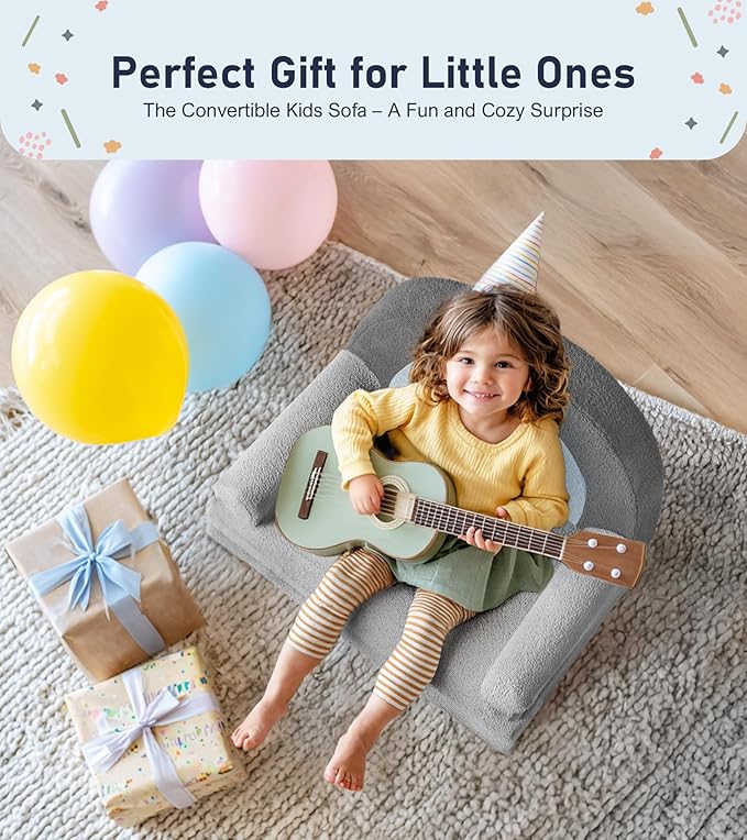 little dove Extra Wide Soft Toddler Couch Fold Out, Comfy Toddler Chair
