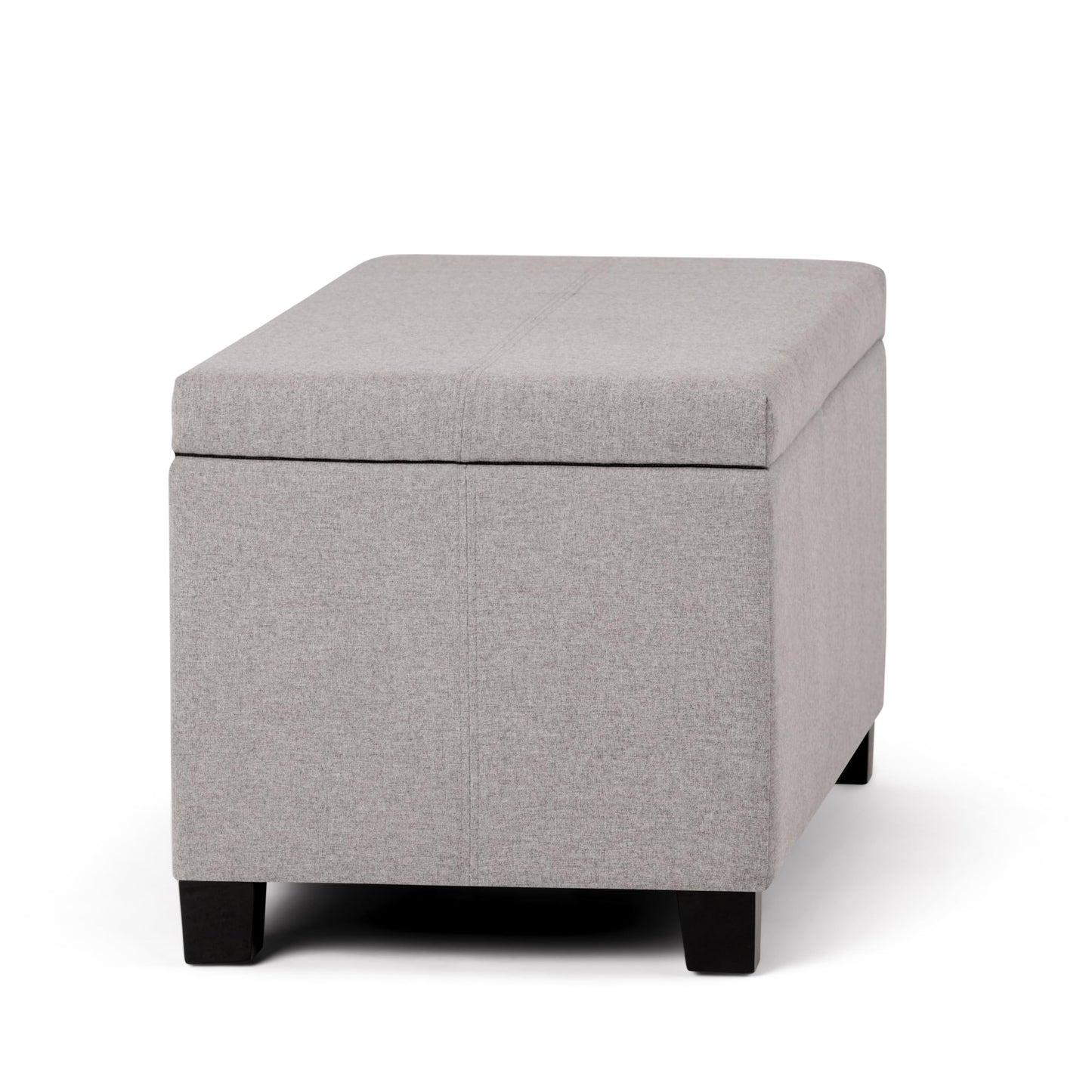 SIMPLIHOME Dover Storage Ottoman Bench - 36 inch Wide Upholstered Linen Look Fabric Rectangular Lift-Top Ottoman in Cloud Grey, Contemporary Bench for Living Room with Safety Hinges