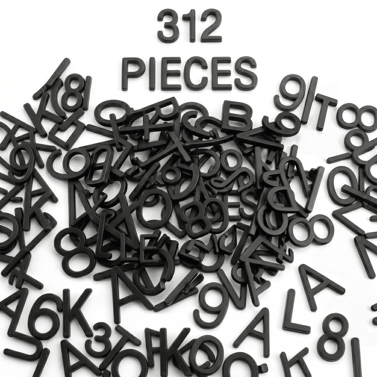1 Inch Tall Plastic Letter Board Letters Only, 312 PCS Black Precut Replacement Letters and Numbers for Felt Letter Boards, Message Boards and Directory Boards, No Board Included