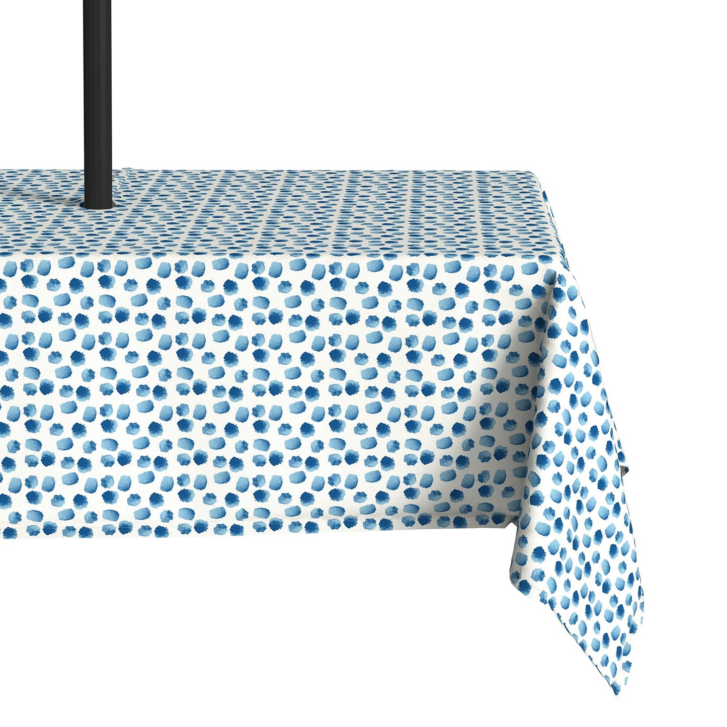 LVTXIII Rectangle Outdoor Tablecloth with Umbrella Hole and Zipper, Water-Repellent 60 x 84 Inch Patio Table Cover for Picnic, Garden, Backyard Dining, Brush Blue