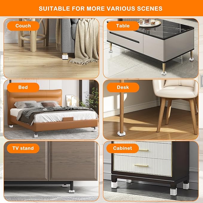 shouwuhho 8 Pack Furniture Risers Adjustable Bed Risers Heavy Duty Lifts Height