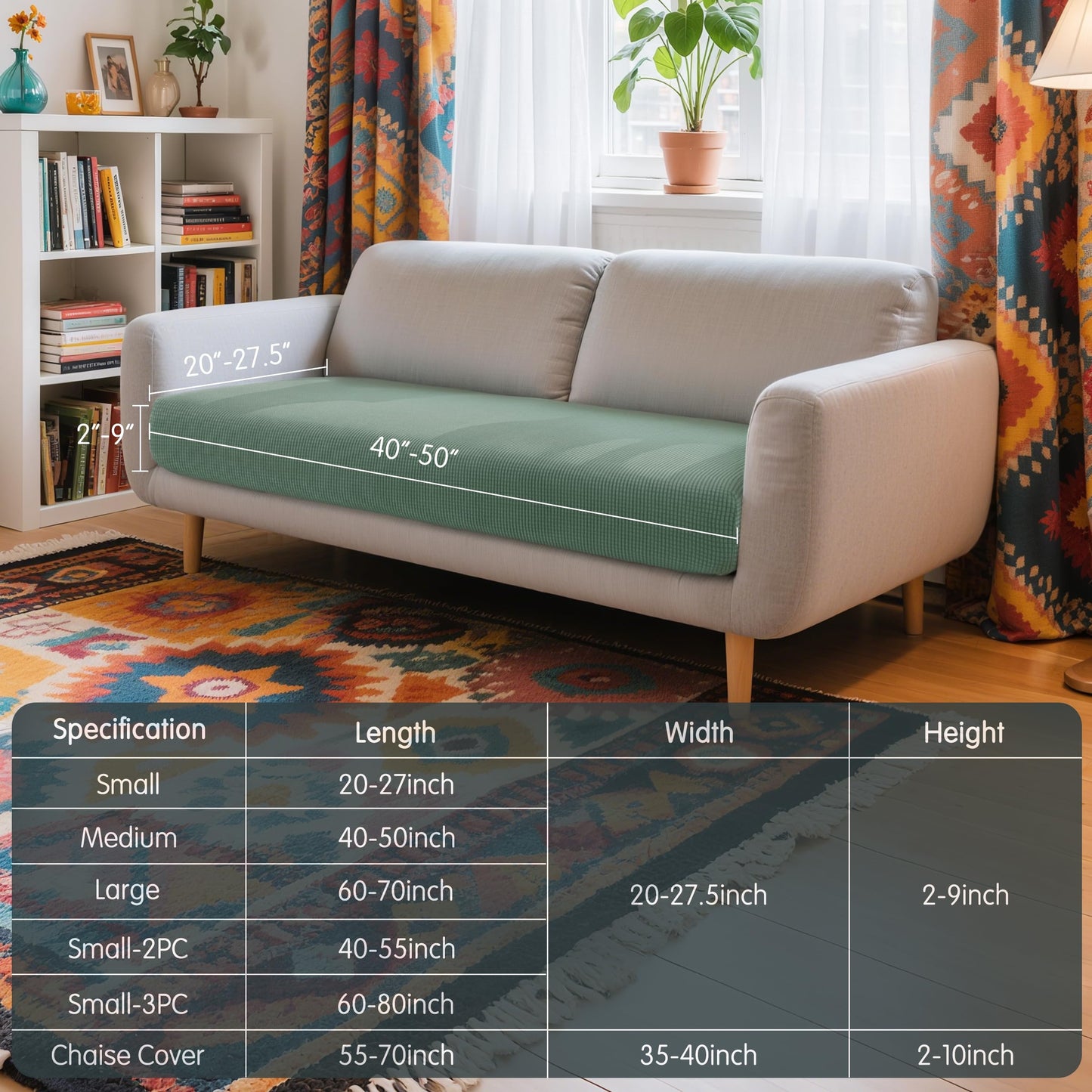 Hokway Couch Cushion Covers Stretch Cushion Covers Sofa Seat Cushion Slipcover Cushion Protector(Celadon, Medium)