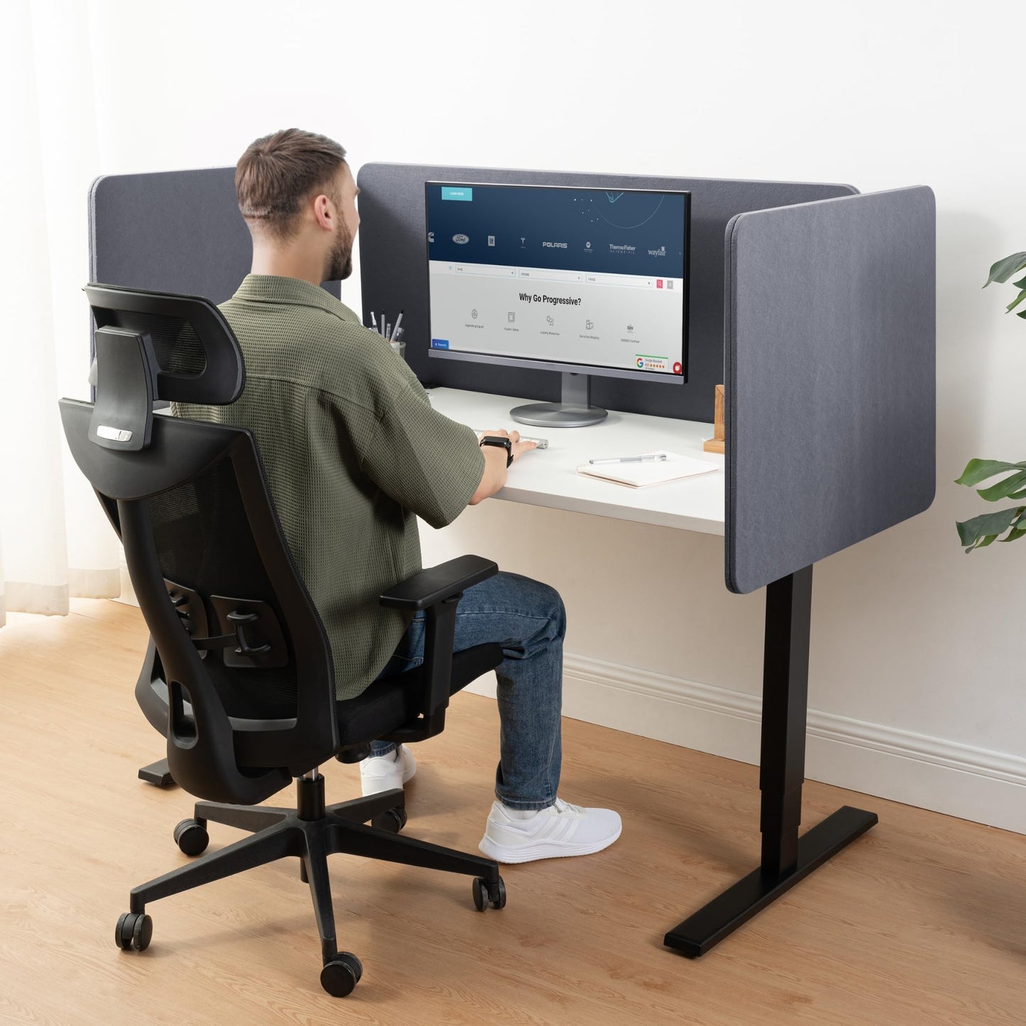 Progressive Desk Privacy Acoustic Panel 2 x 29″ - Desk Divider - 29 Inch Sound Proof Dividers - Dark Gray