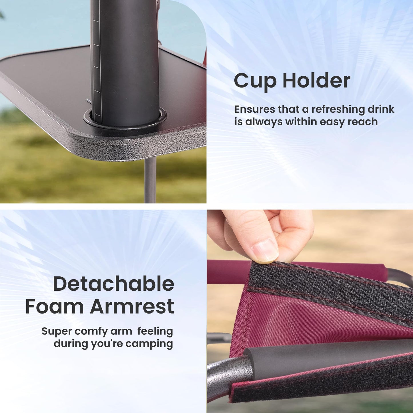Foristrail 30" Bar Height Director Chair - 400lbs Heavy Duty with Detachable Footrest & Side Table, Portable Foldable Chair for Makeup Artists/Outdoor Events (Wine Red)