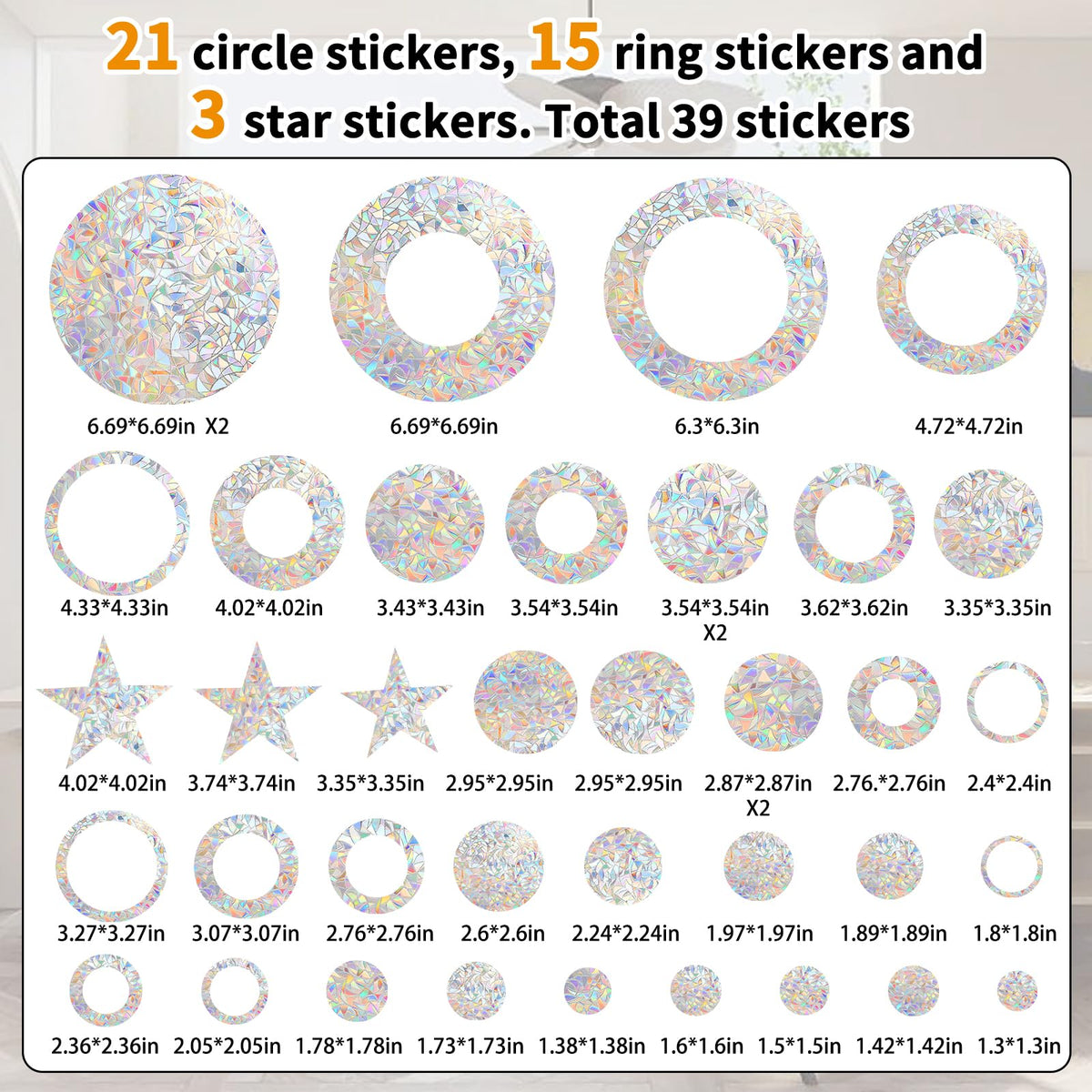 39 Anti Collision Window Decals for Bird Strike Prevention, Window Clings Suncatcher Stickers