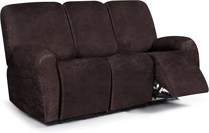 ANARACHON Leather Look Recliner Couch Cover, 8-Pieces Stretch Recliner Sofa